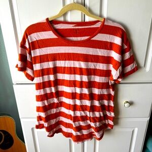 Madewell Orange & Pink Striped Shirt